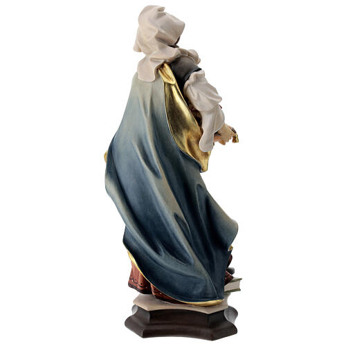 Statua Santa Edwige da Slesia con chiesa legno dipinto Val Gardena 6