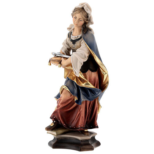 Statue of St. Apollonia of Alexandria with tooth in painted wood from Val Gardena 3
