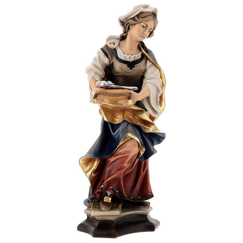 Statue of St. Apollonia of Alexandria with tooth in painted wood from Val Gardena 5