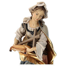 Figura Święta Małgorzata z Antiochii z krzyżem drewno malowane Val Gardena