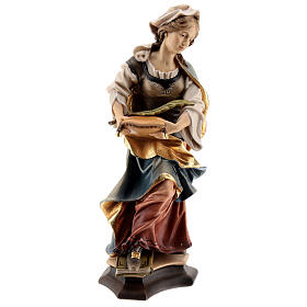 Statue of St. Julia of Corsica with pigeon in painted wood from Val Gardena