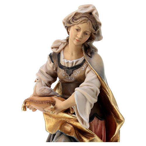 Statue of St. Julia of Corsica with a pigeon in painted wood from Val Gardena 4
