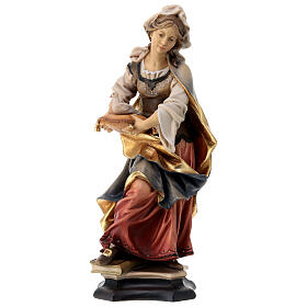 Statue Sainte Julie de Corse avec colombe en bois peint Val Gardena