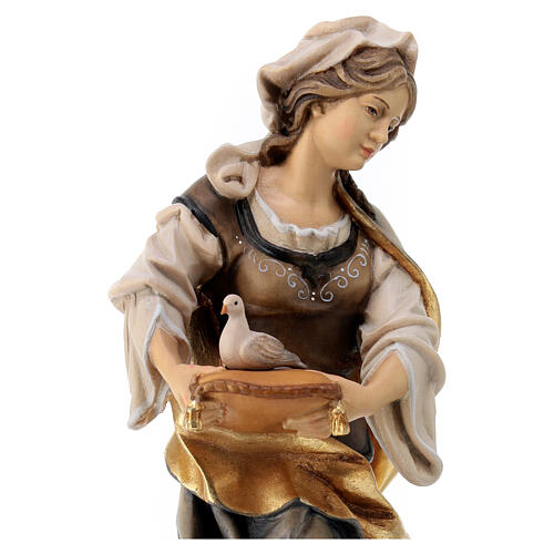 Statue Sainte Julie de Corse avec colombe en bois peint Val Gardena 2