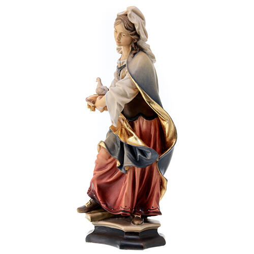 Statue Sainte Julie de Corse avec colombe en bois peint Val Gardena 3