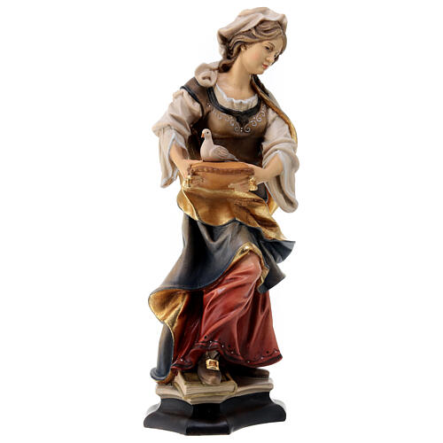 Statue Sainte Julie de Corse avec colombe en bois peint Val Gardena 5