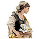 Statue Sainte Sylvie avec lys bois peint Val Gardena s8