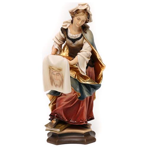 Statue Hl. Veronika mit Schweisstuch bemalten Grödnertal Holz 1