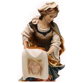 Estatua Santa Verónica de Jerusalén con sudario madera pintada Val Gardena
