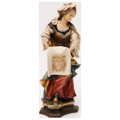 Figura Święta Weronika z Jerozolimy z chustą z odbiciem twarzy Jezusa drewno malowane Val Gardena 4