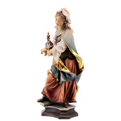 Statue of St. Adelaide of Burgundy with church in painted wood from Val Gardena 3