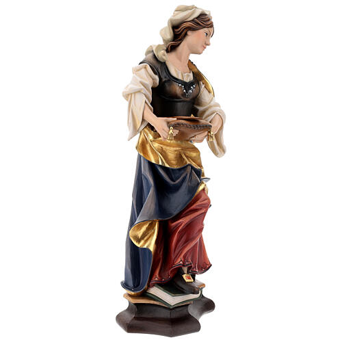 Statue Hl. Verena mit Kamm bemalten Grödnertal Holz 5