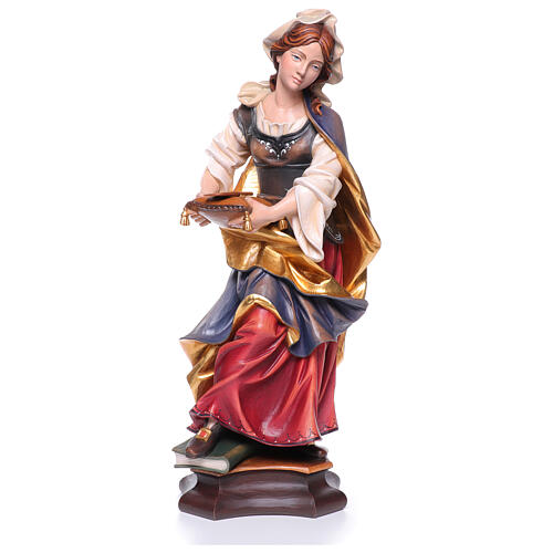Estatua Santa Verena de Zurzach con peine madera pintada Val Gardena 10