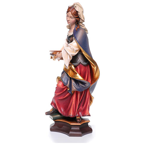 Estatua Santa Verena de Zurzach con peine madera pintada Val Gardena 11