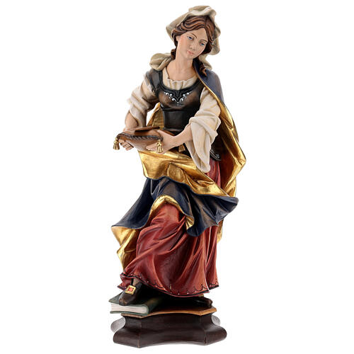 Statue Sainte Vérène de Zurzach avec peigne bois peint Val Gardena 1