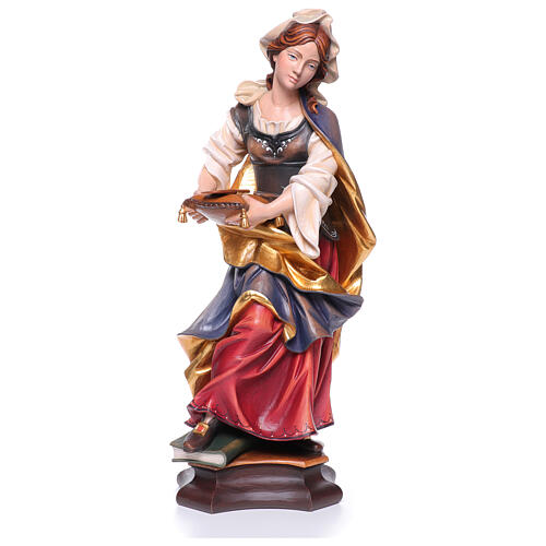 Statua Santa Verena da Zurzach con pettine legno dipinto Val Gardena 10