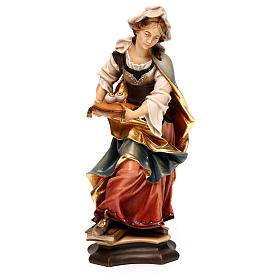 Statue of St. Lucia of Syracuse with eyes in painted wood from Val Gardena
