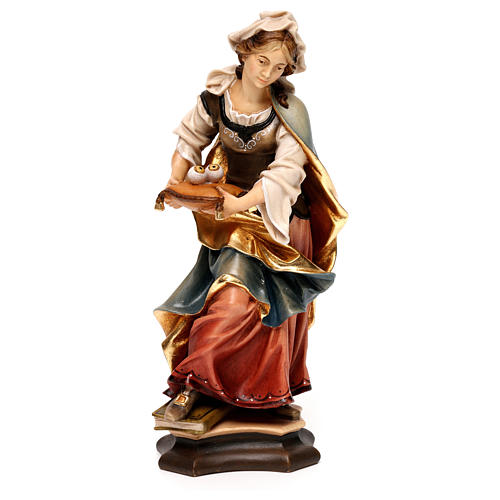 Statue of St. Lucia of Syracuse with eyes in painted wood from Val Gardena 1