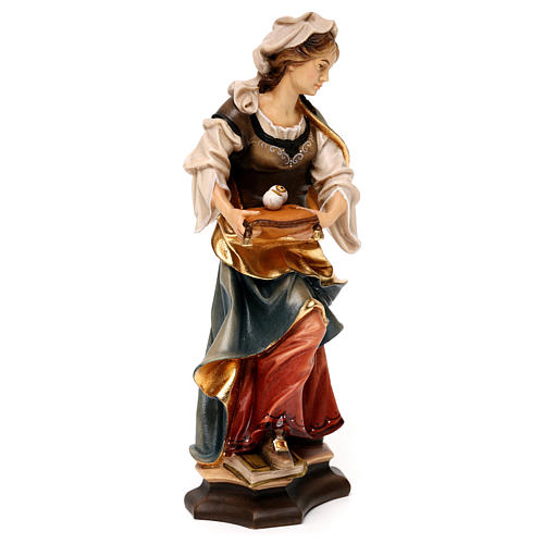Statue of St. Lucia of Syracuse with eyes in painted wood from Val Gardena 4