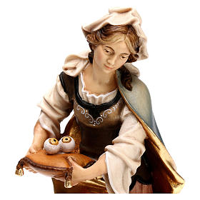 Estatua Santa Lucía de Siracusa con ojos madera pintada Val Gardena