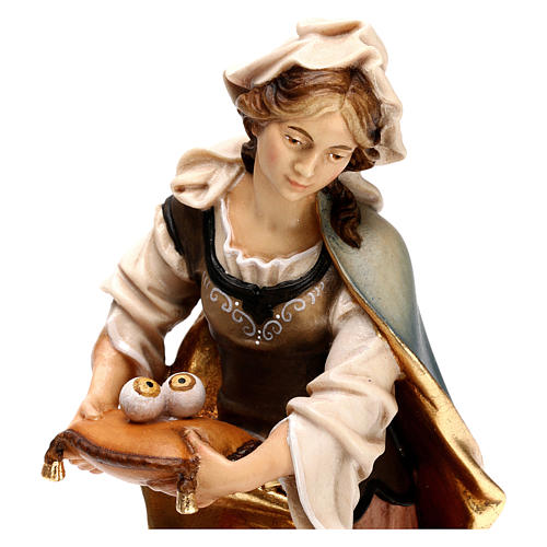 Estatua Santa Lucía de Siracusa con ojos madera pintada Val Gardena 2