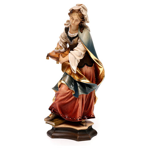 Estatua Santa Lucía de Siracusa con ojos madera pintada Val Gardena 3