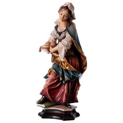 Statue Sainte Agathe de Catane avec palmier bois peint Val Gardena 3