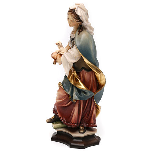 Statue Hl. Agnes von Rom mit Lamm bemalten Grödnertal Holz 3