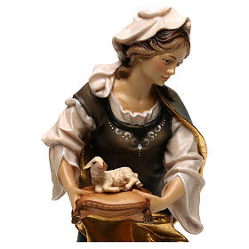 Statua Santa Agnese da Roma con agnello legno dipinto Val Gardena