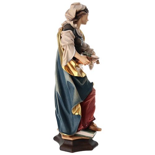 Statua Santa Claudia con palma legno dipinto Val Gardena 5