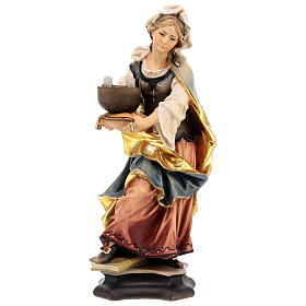 Statue of St. Christina of Bolsena with grinder in painted wood from Val Gardena
