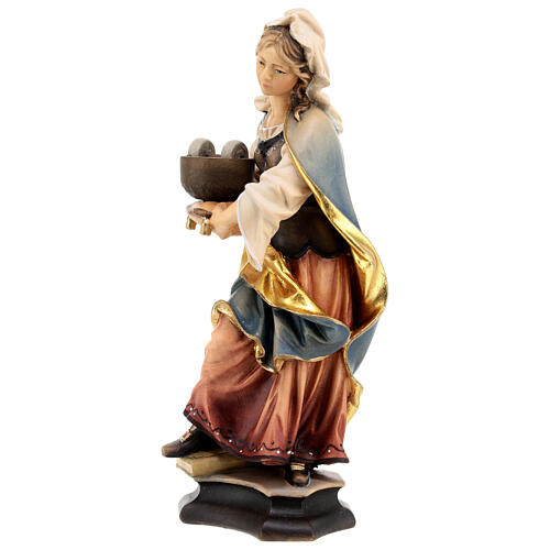 Estatua Santa Cristina de Bolsena con muela madera pintada Val Gardena 3