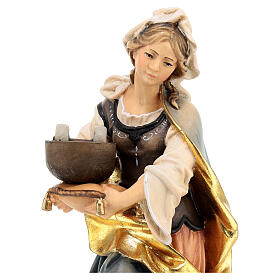 Statue Sainte Christine de Tyr avec meule bois peint Val Gardena