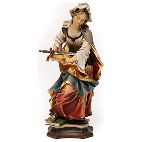 Statua Santa Sofia da Roma con spada legno dipinto Val Gardena