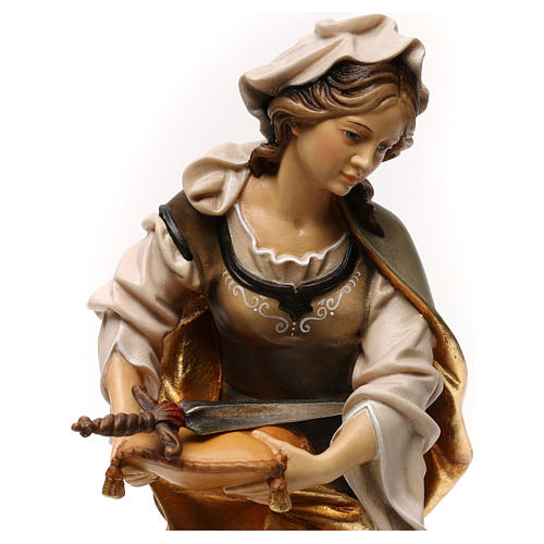 Statua Santa Sofia da Roma con spada legno dipinto Val Gardena 2