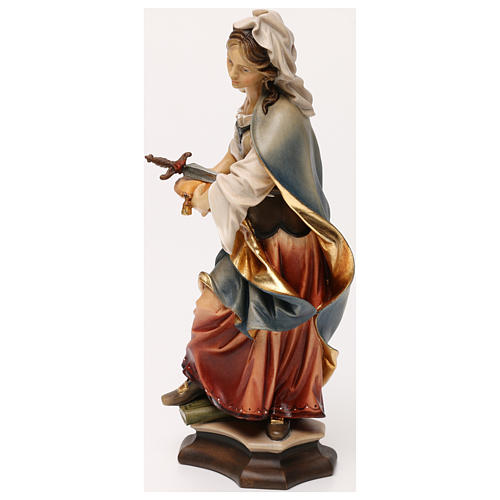 Statua Santa Sofia da Roma con spada legno dipinto Val Gardena 3