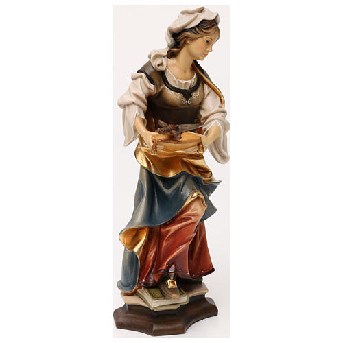 Statua Santa Sofia da Roma con spada legno dipinto Val Gardena 4