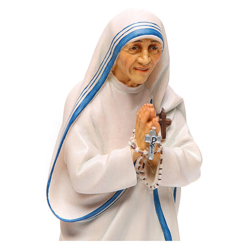 Statue Mutter Teresa bemalten Grödnertal Holz 2