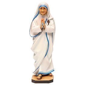 Statua Santa Madre Teresa di Calcutta legno dipinto Val Gardena