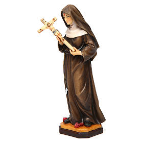 Statue of St. Rita of Cascia with cross in painted wood from Val Gardena