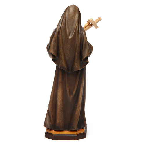 Statue Sainte Rita de Cascia avec Crucifix bois peint Val Gardena. 4