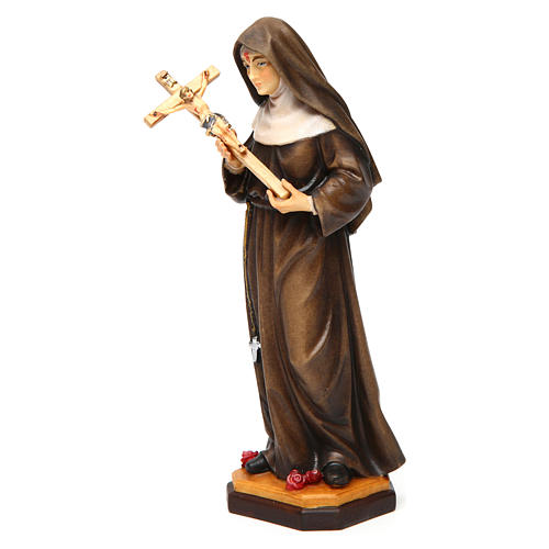 Imagem Santa Rita de Cássia com Crucifixo madeira pintada Val Gardena 2