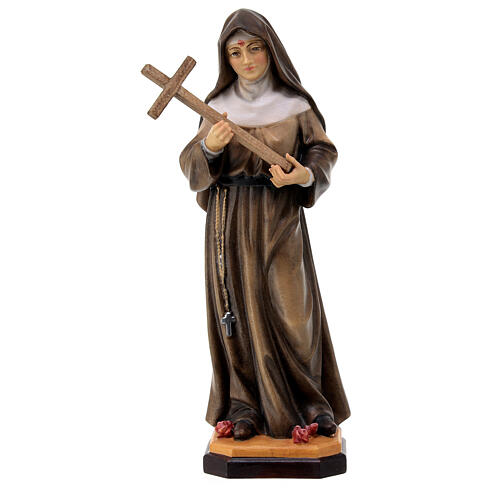 St. Monica of Tagaste with cross in painted wood from Val Gardena 1