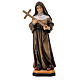 Statue Sainte Monique de Thagaste avec croix bois peint Val Gardena s1
