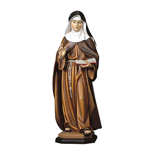 Statue Hl. Klara mit Buch bemalten Grödnertal Holz 1