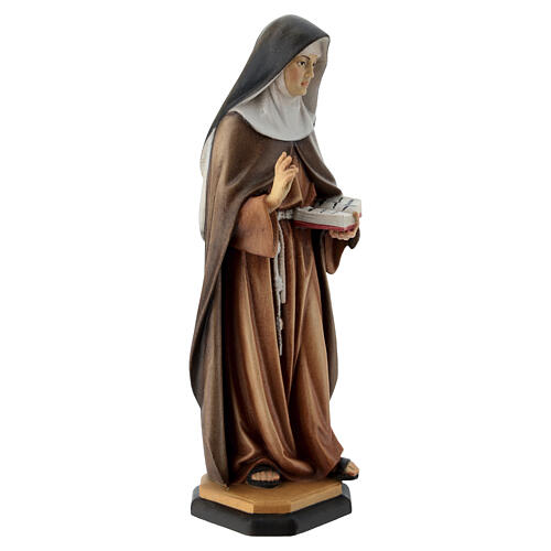 Statue Hl. Klara mit Buch bemalten Grödnertal Holz 5