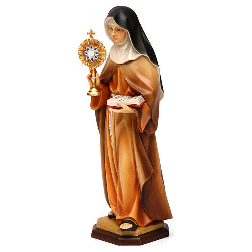 Statue of St. Claire of Assisi with monstrance in painted wood from Val Gardena 3