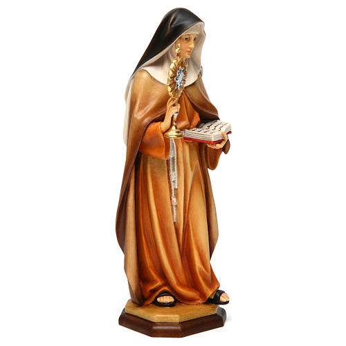 Statue Sainte Claire d'Assise avec ostensoir bois peint Val Gardena 4