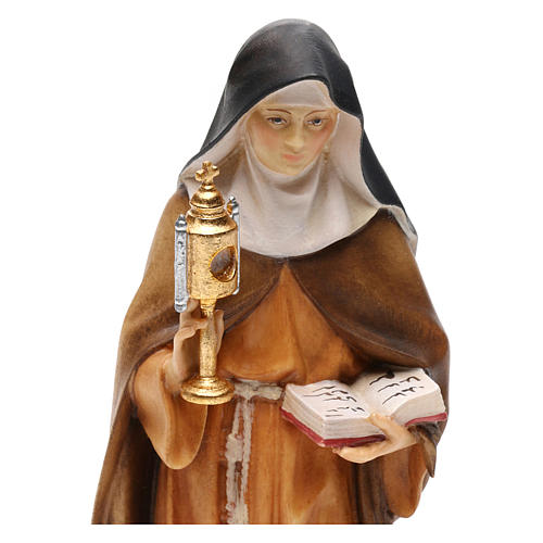 Statue Hl. Klara von Assisi bemalten Grödnertal Holz 2