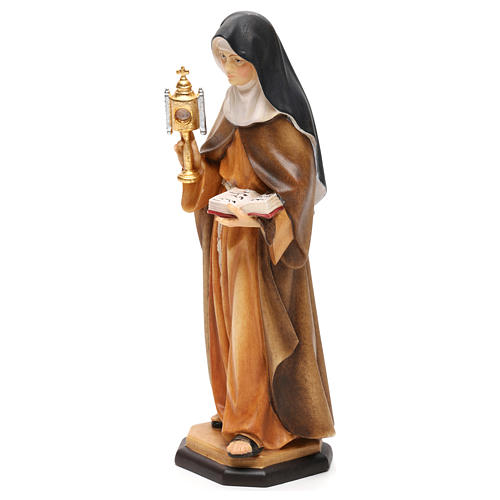 Statue Hl. Klara von Assisi bemalten Grödnertal Holz 3